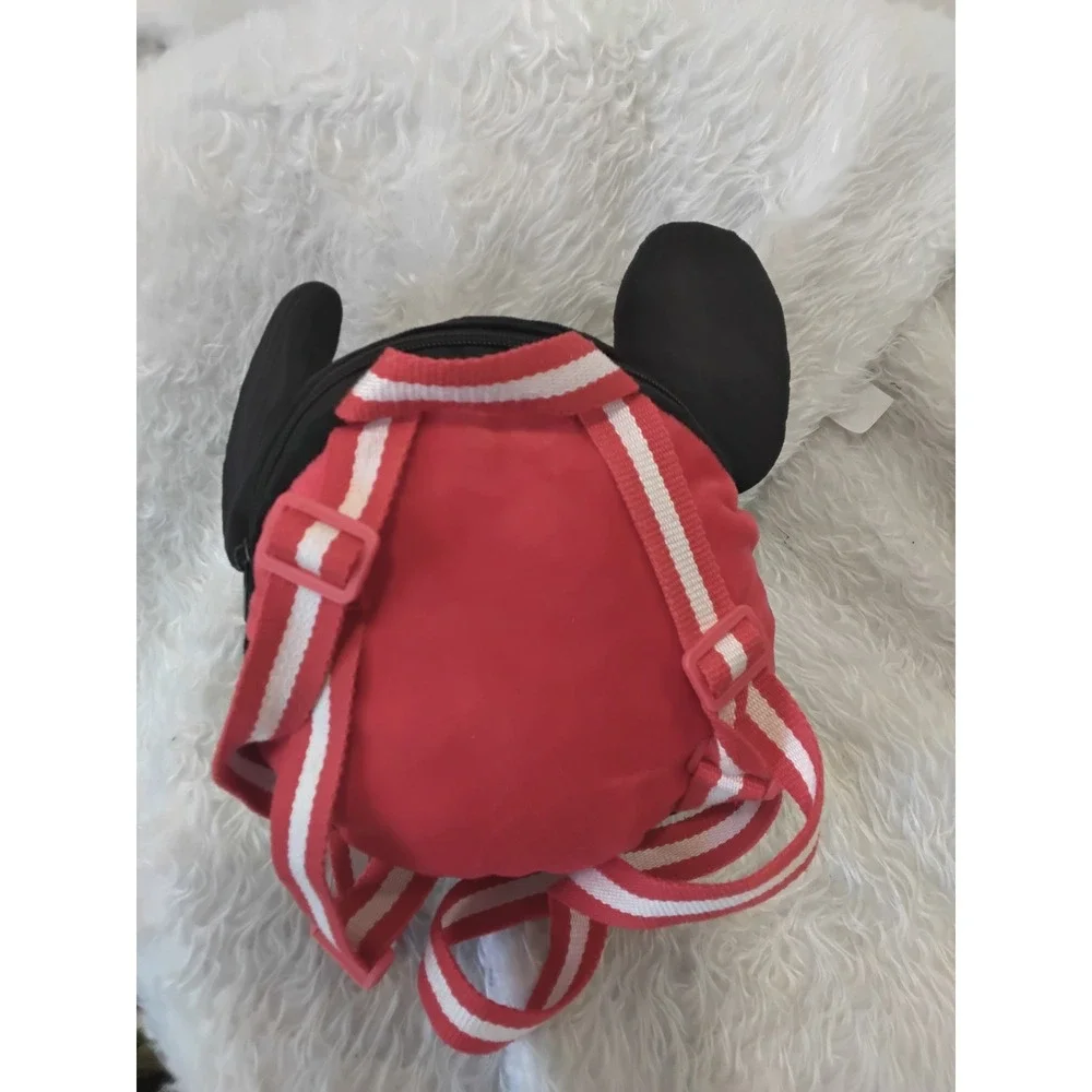 Disney Mickey Mouse Plush Head Mini Backpack Red White Striped Straps Kids